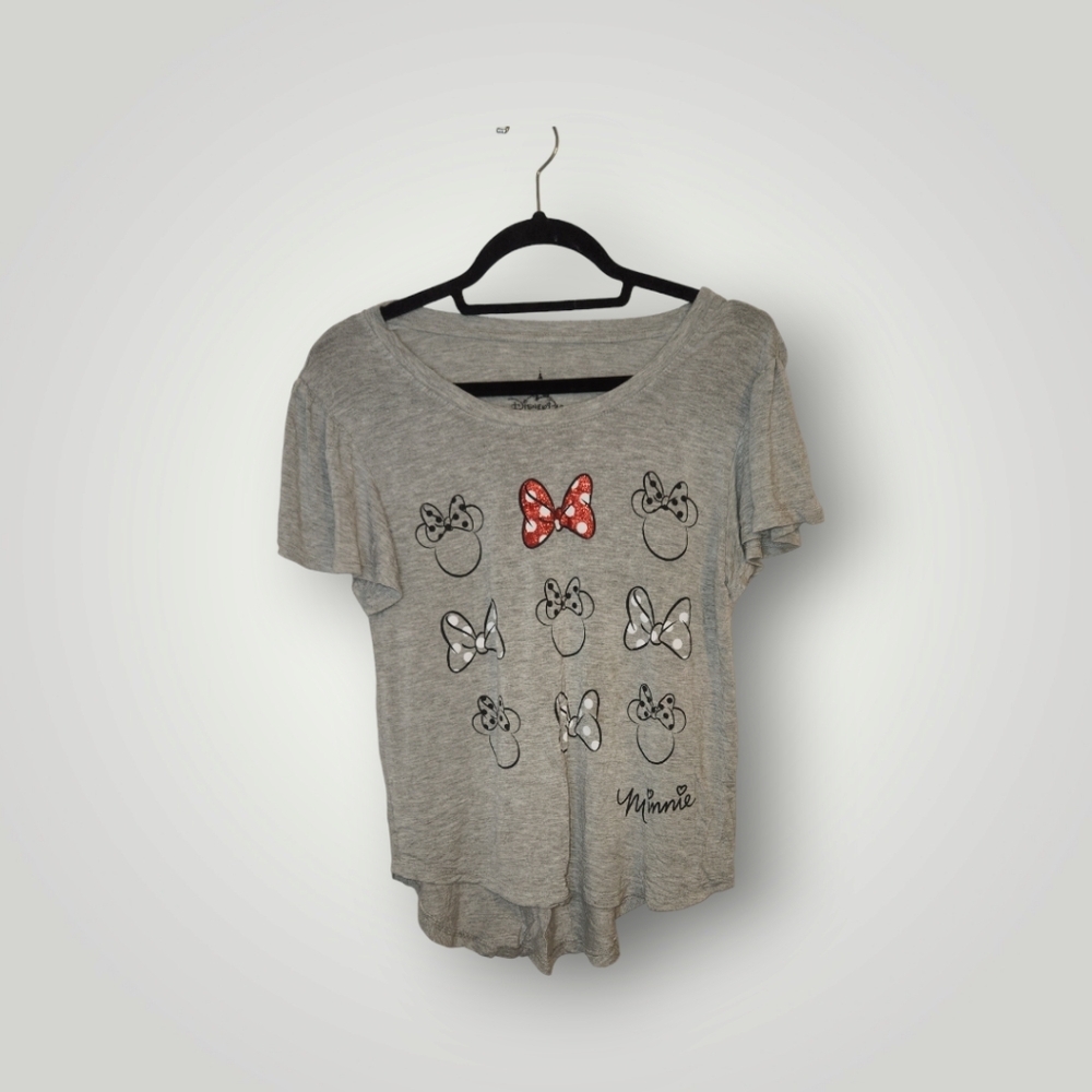 Disney Parks Minnie Mouse Glitter Bow Gray Shirt T-shirt Women’s small